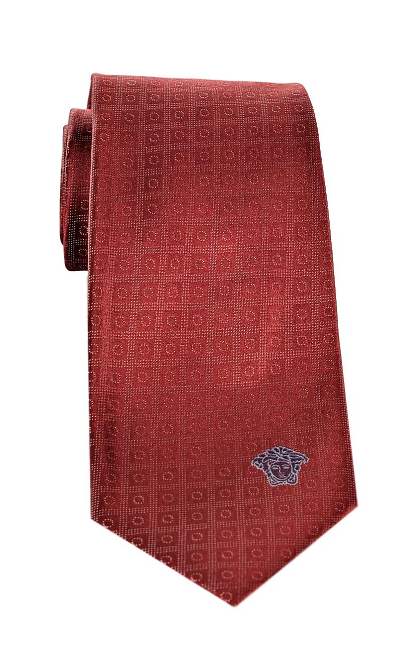 Versace Mens Geometrical Square Patterned Silk Necktie